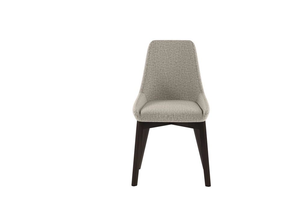 Sedia Vera da pranzo con seduta e schienale in tessuto beige e struttura in legno massello di noce - Design classico contemporaneo