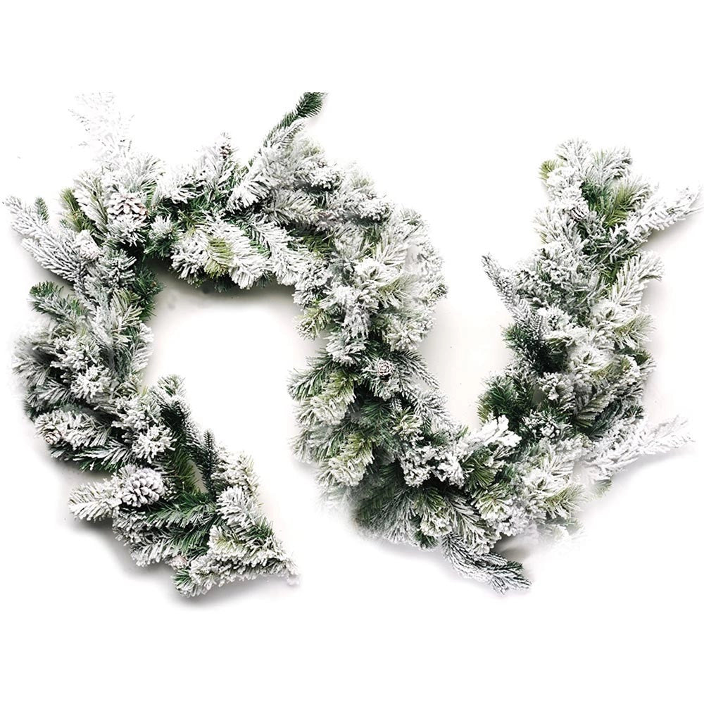 Trade Shop - Ghirlanda Natalizia Innevata Albero Natale Decorazioni Natalizie 270cm 200 Punte -