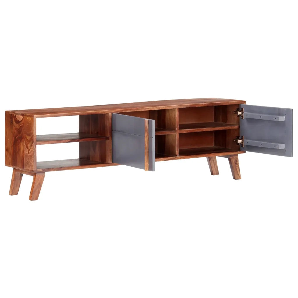 Mobile TV | Armadietto TV | Mobile Porta TV Grigio 140x30x45 cm in Legno Massello