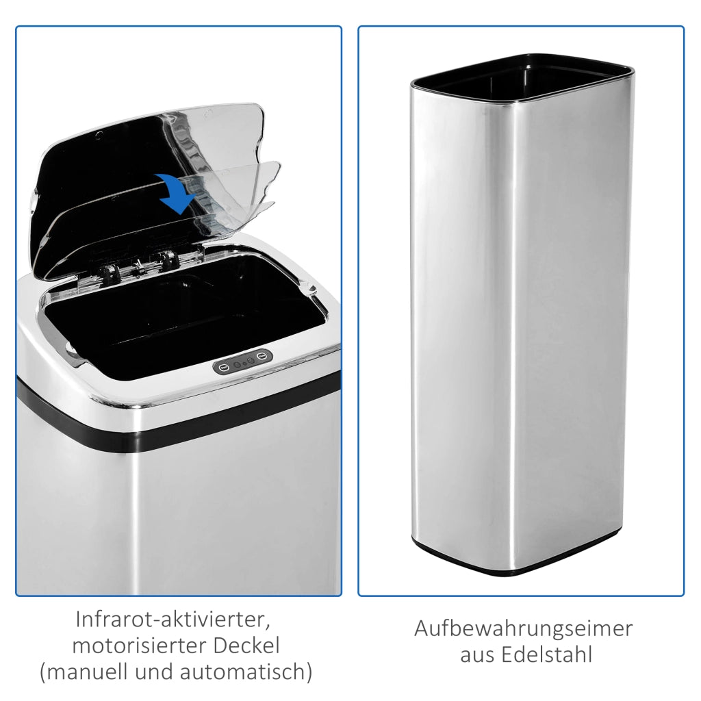 Cestino Automatico con Sensore ¨C zephmum ¨C Acciaio Inox 50L Argento