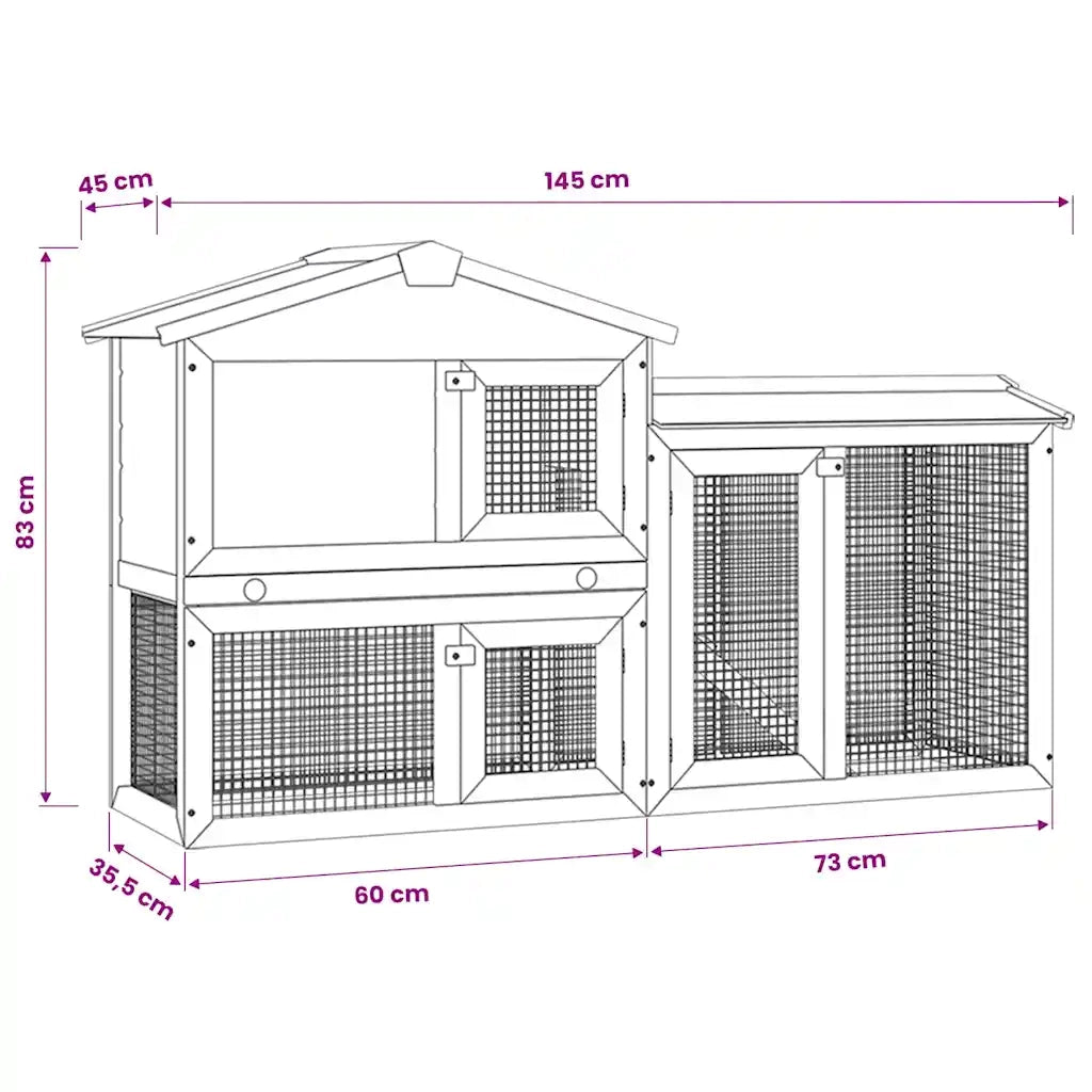 Conigliera per Esterni Grande Rossa e Bianca 145x45x84 cm Legno CFW1185378