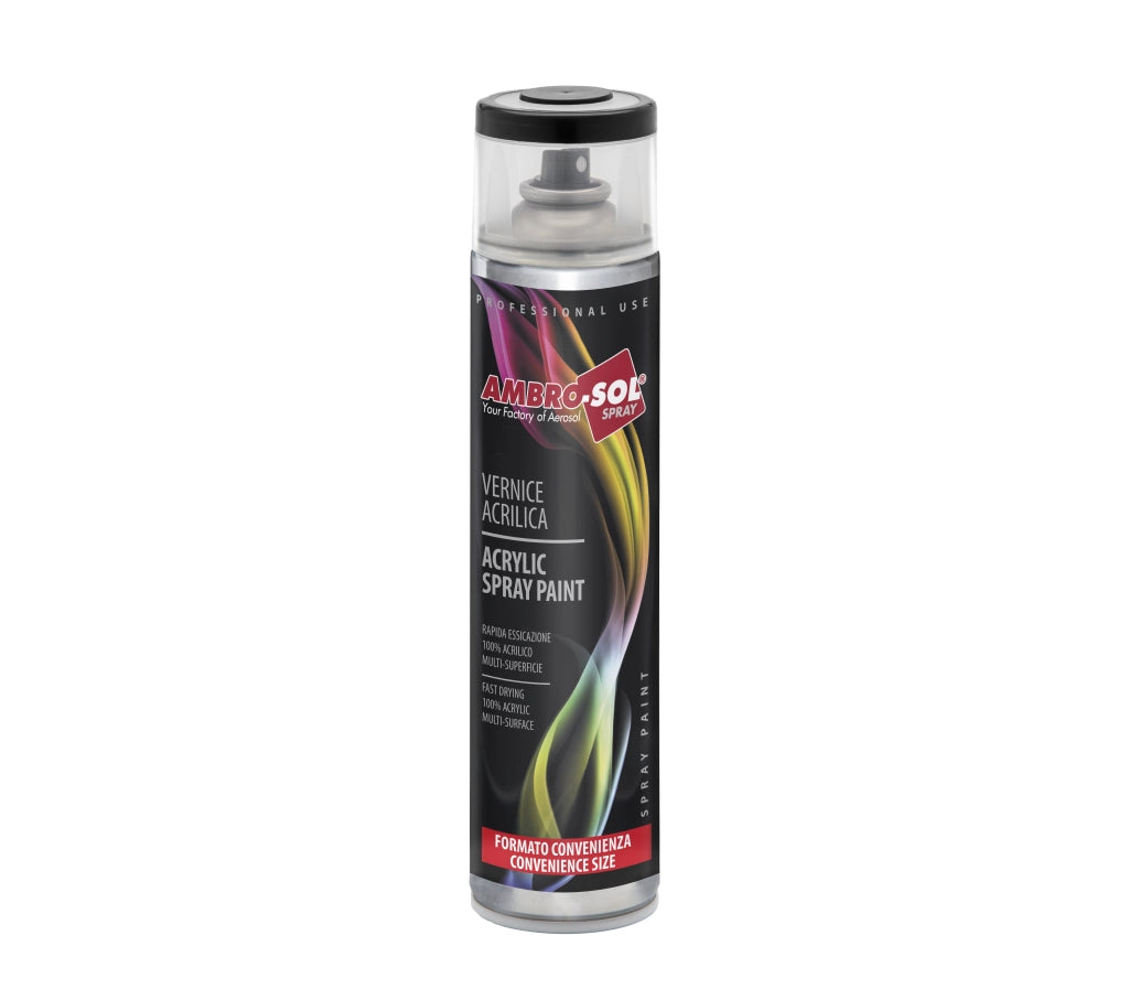 BOMBOLETTA SPRAY ACRILICO UNIVERSALE 600 ML Nero opaco RAL 9005 - 6 pezzi- AMBROSOL