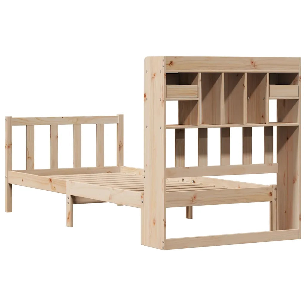 Letto Libreria senza Materasso-Struttura Letto con contenitore 100x200 cm in Legno di Pino 847458