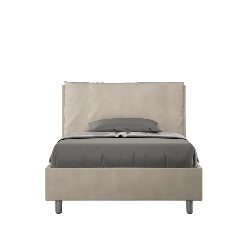 BS COM Letto una piazza e mezza senza rete imbottito 120x200 microfibra sabbia
