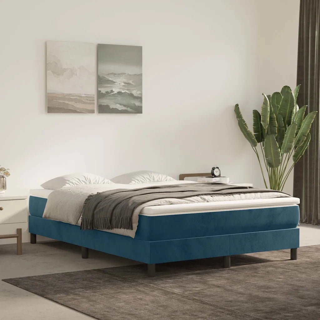 Struttura Letto a Rete a Molle Blu Scuro 140x190 cm in Velluto 3120770