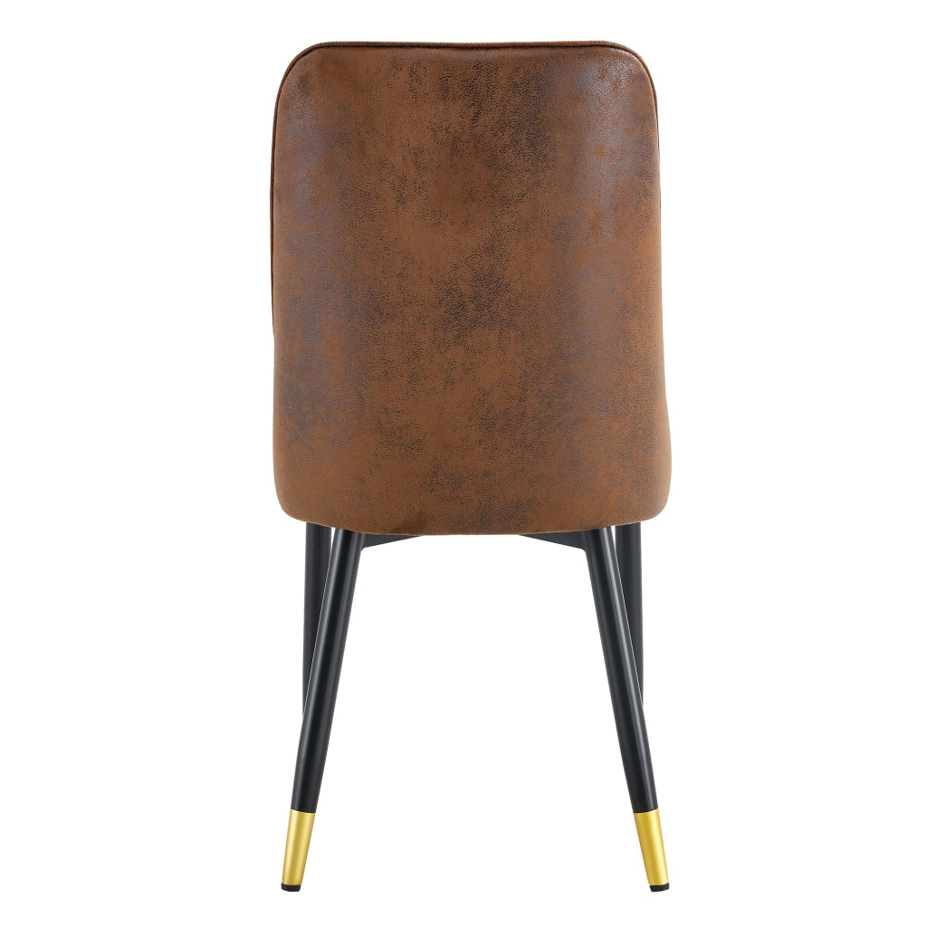 Set di 2 sedie da pranzo moderne in tessuto tech marrone con gambe in metallo nero