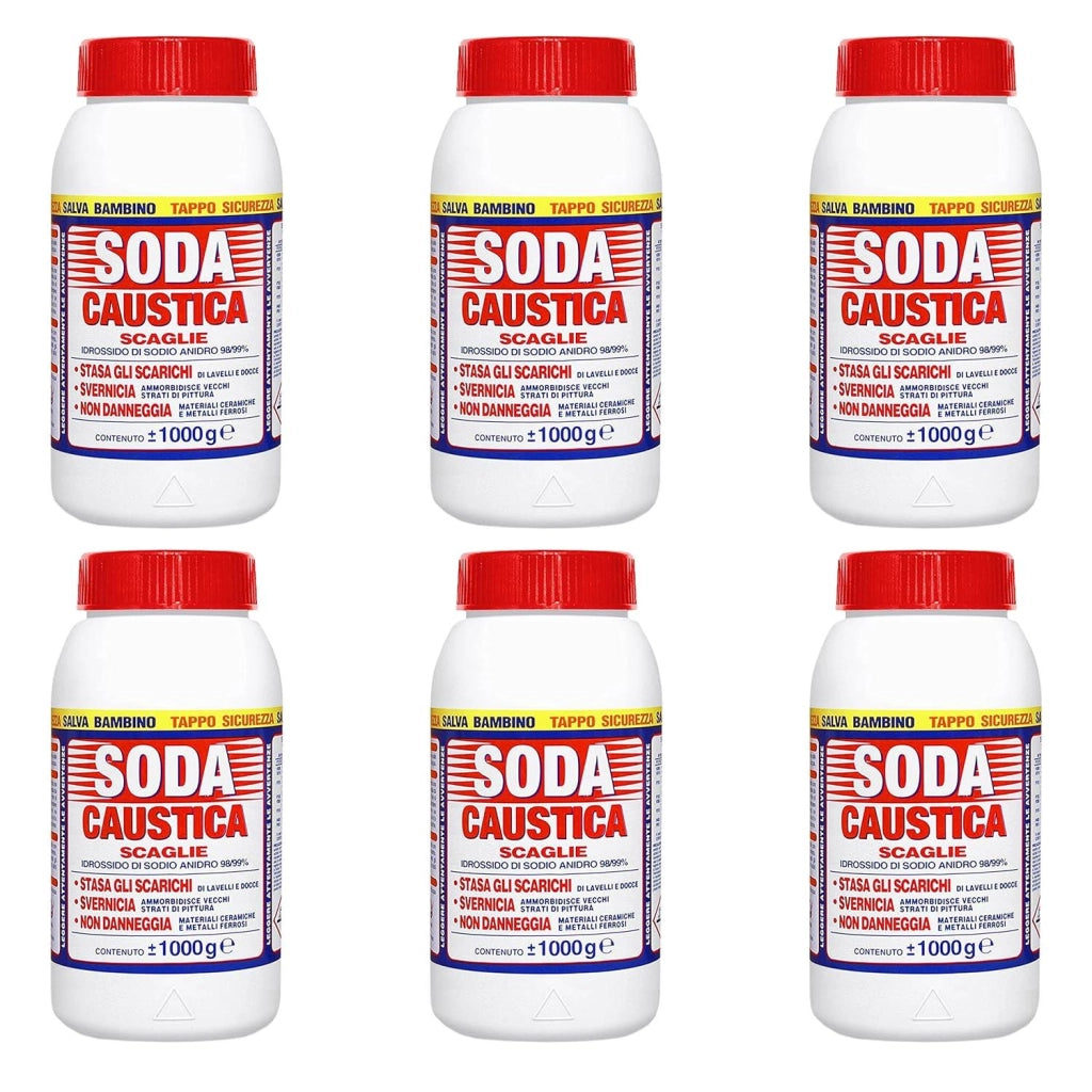 MARTEN SODA CAUSTICA SET 6 PZ X 1KG A SCAGLIE PERCARBONATO DI SODIO STASA SCARICHI SVERNICIA NON DANNEGGIA