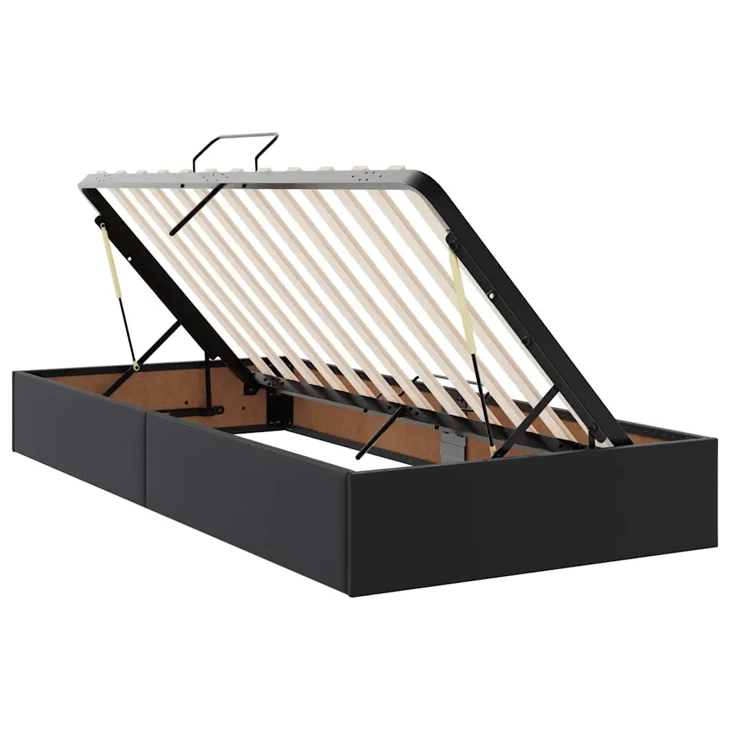 Letto con Contenitore Nero 180 x 200 cm Pelle Sintetica