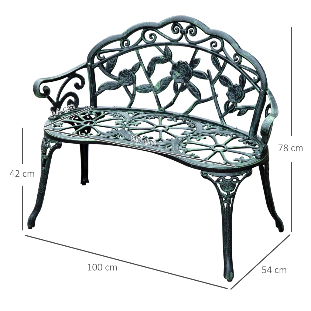 Panchina da giardino, panchina da parco, panchina con seduta, mobili da giardino, 2 posti, metallo, 100 x 54 x 78 cm