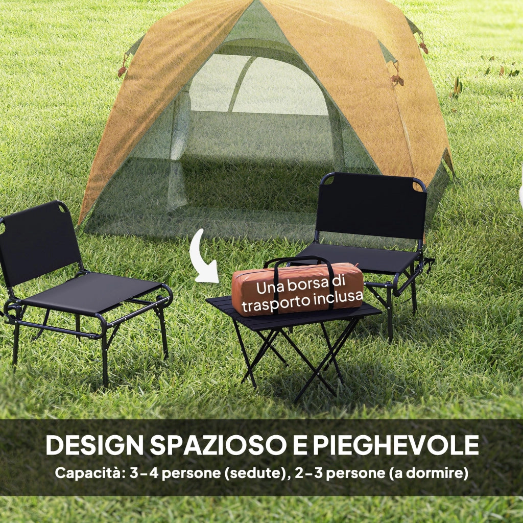 Tenda da Campeggio-Tenda per Escursionismo  per 3 Persone Impermeabile con Tasca, Gancio per Lanterna e Borsa, 2x2x1.35m, Arancione