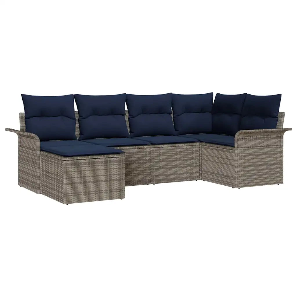 Set Divano da Giardino 6 pcs Grigio polyrattan 3354104