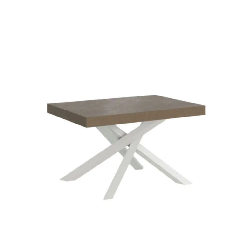 Tavolo allungabile 120/380x90 cm Volantis tortora gambe bianche