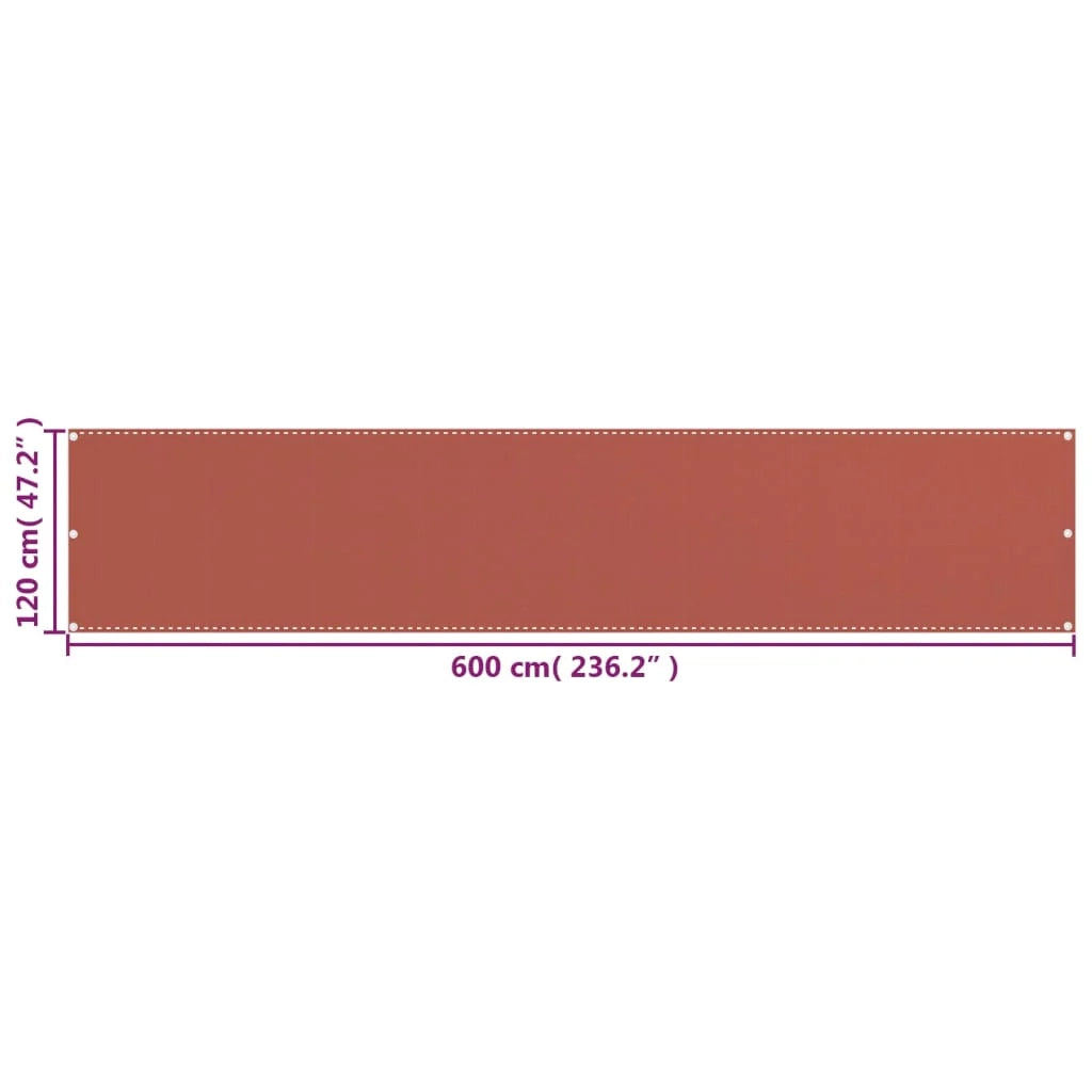Paravento per balcone protezione privacy paravento 120 x 600 cm HDPE terracotta 02_0010404