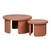 Set di 2 tavolini rotondi impilabili, terracotta