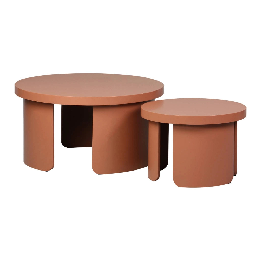 Set di 2 tavolini rotondi impilabili, terracotta