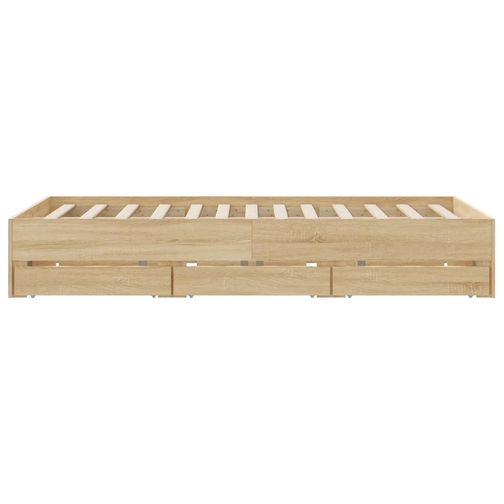 Giroletto Cassetti-Struttura Letto con contenitore Rovere Sonoma 150x200 cm Legno Multistrato 131717