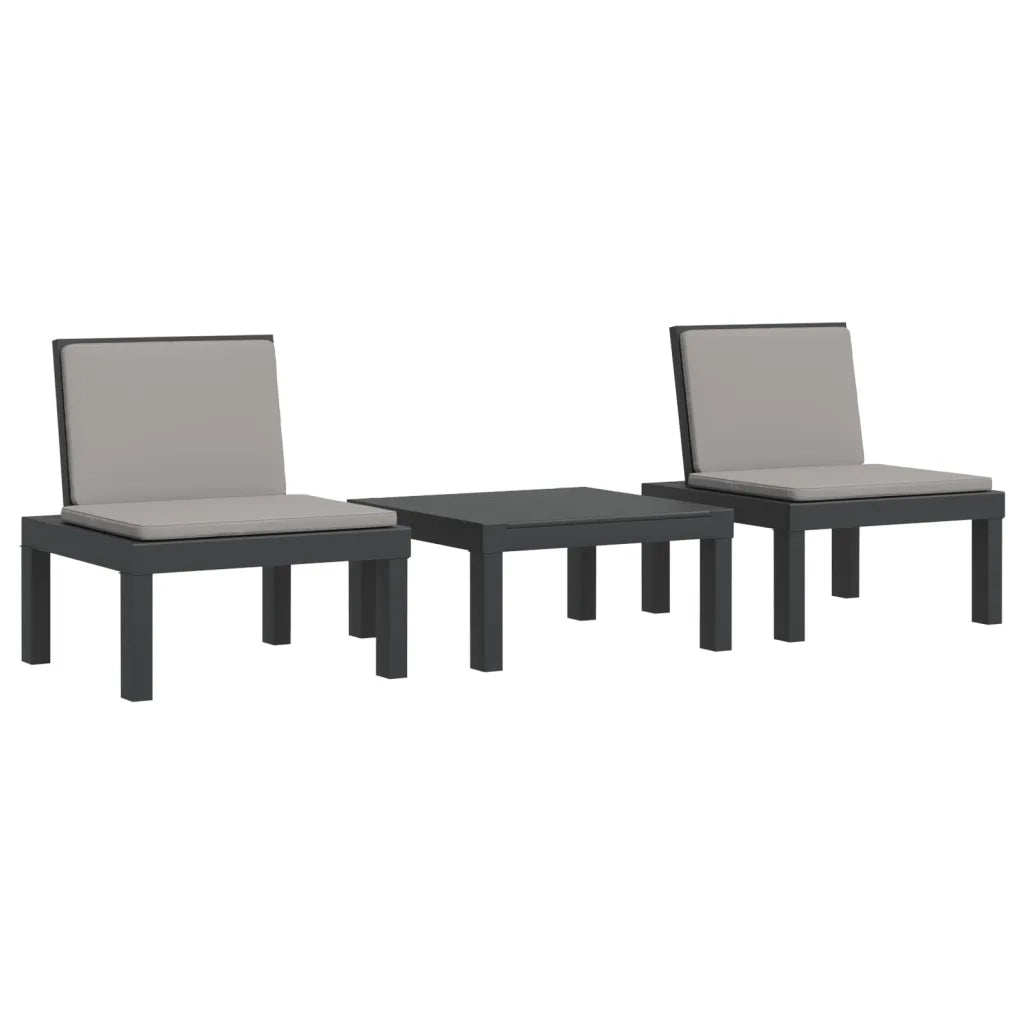 Set Salotto da Giardino 3 pz con Cuscini Antracite in PP 3203731