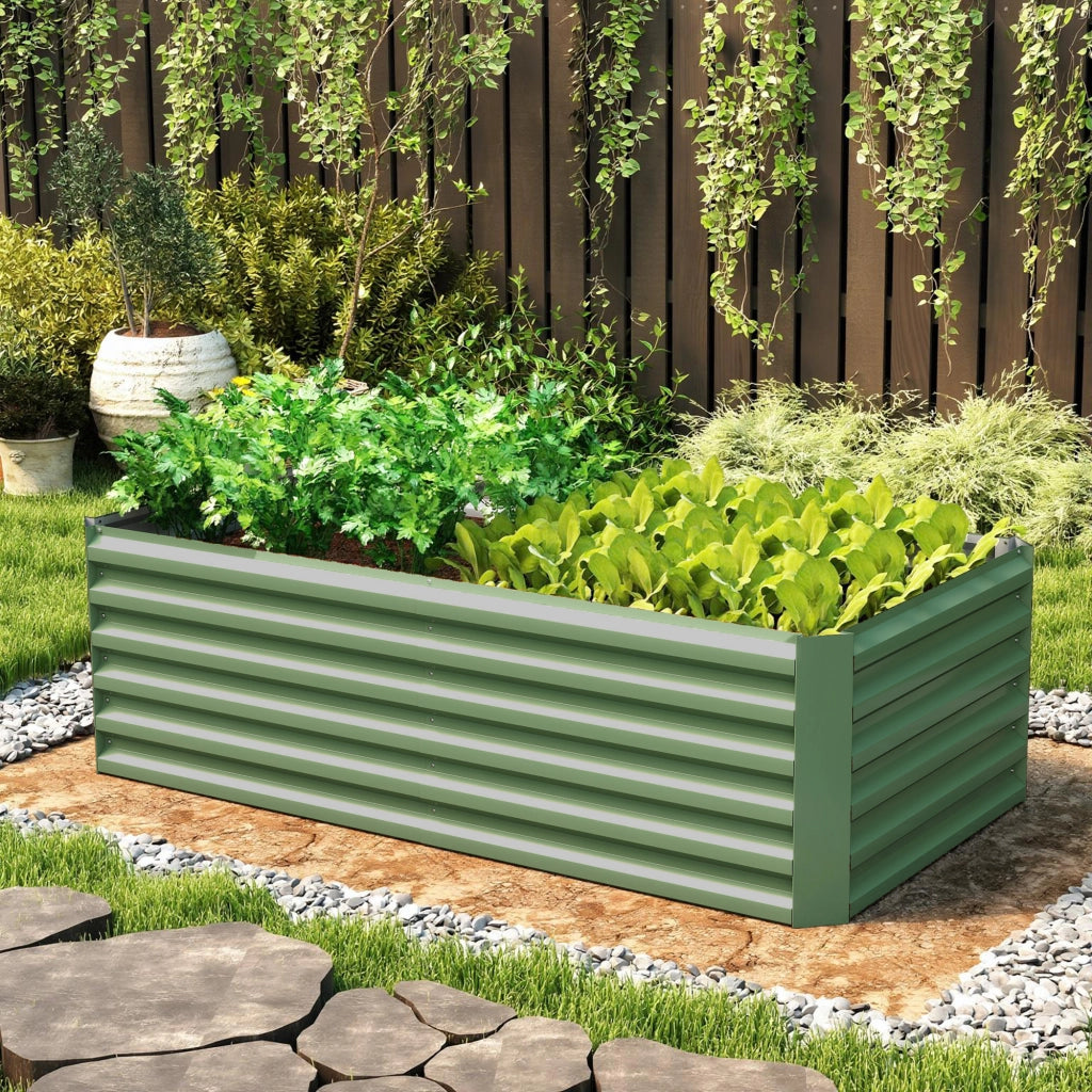 Fioriera rialzata in acciaio galvanizzato ¨C Xylo ¨C 180x90x57,5 cm verde chiaro