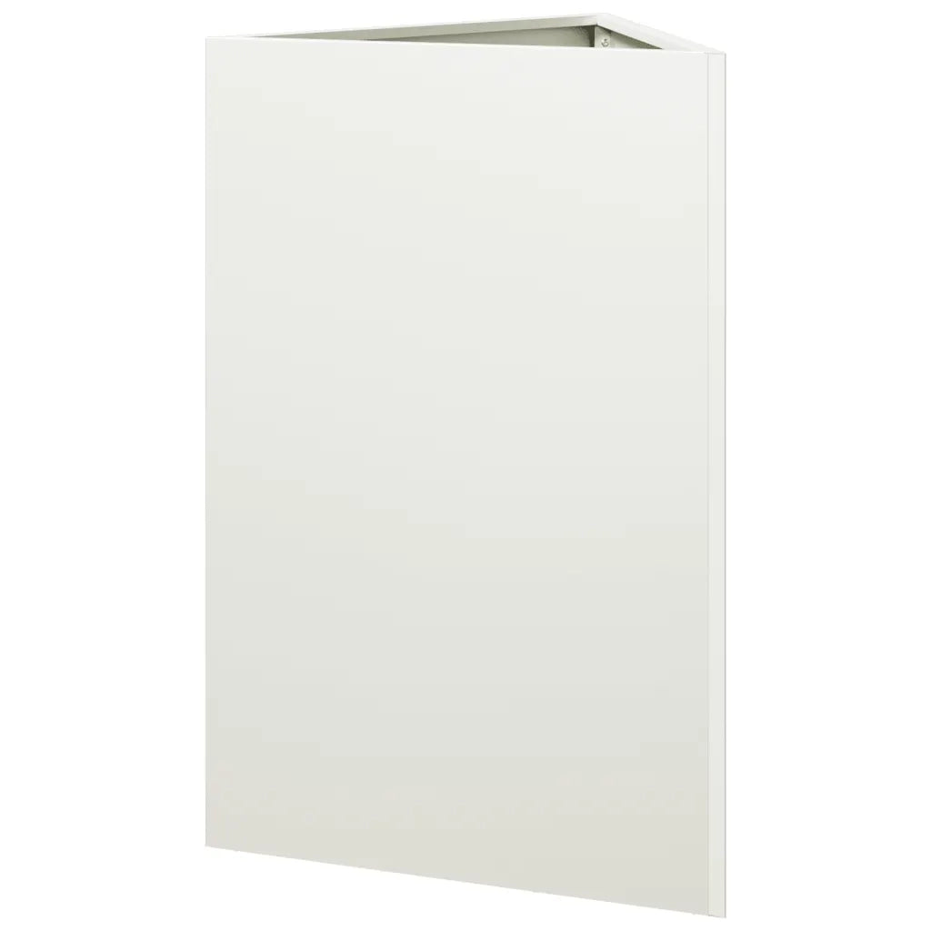 Fioriera da Giardino-Vaso da Esterno Bianca Triangolare 50x43x75 cm in Acciaio