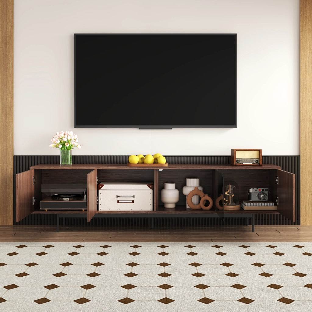 MOBILE TV 200x35x53 cm con LED Bluetooth MDF Nero e Noce
