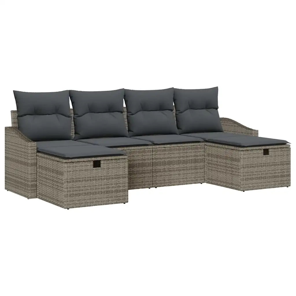 Set Divano da Giardino con cuscino 6 pcs polyrattan