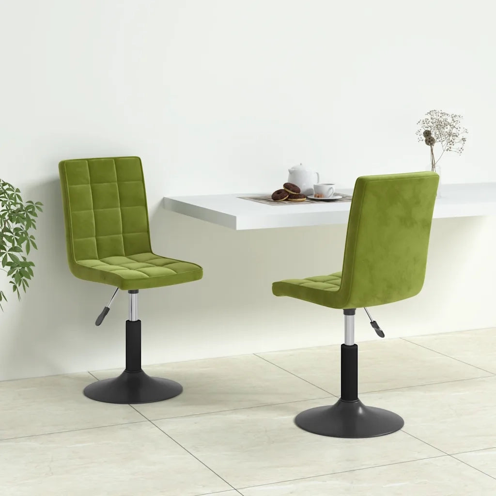 Sedie da Pranzo Girevoli 2 pz | Sedie da cucina Verde Chiaro in Velluto