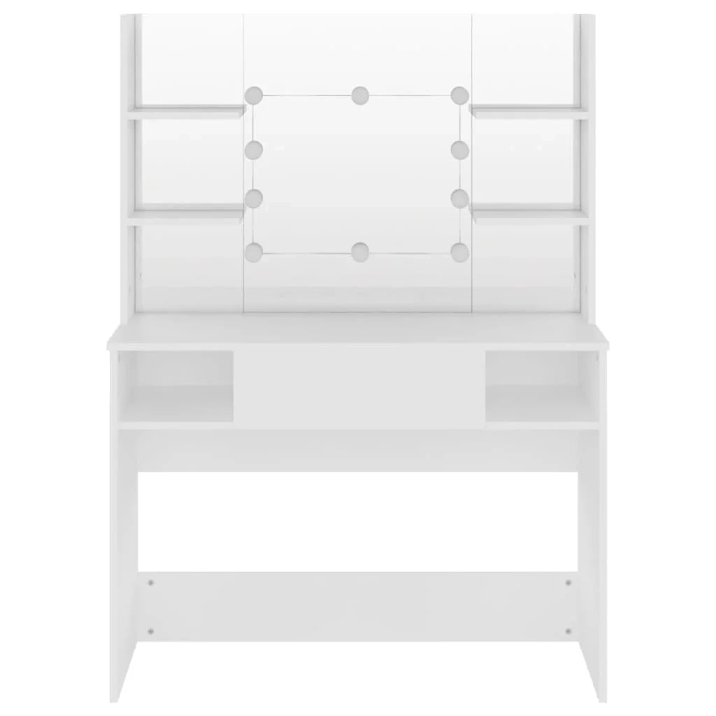 Tavolo da trucco con illuminazione a LED 100 x 40 x 135 cm MDF bianco 02_0006392