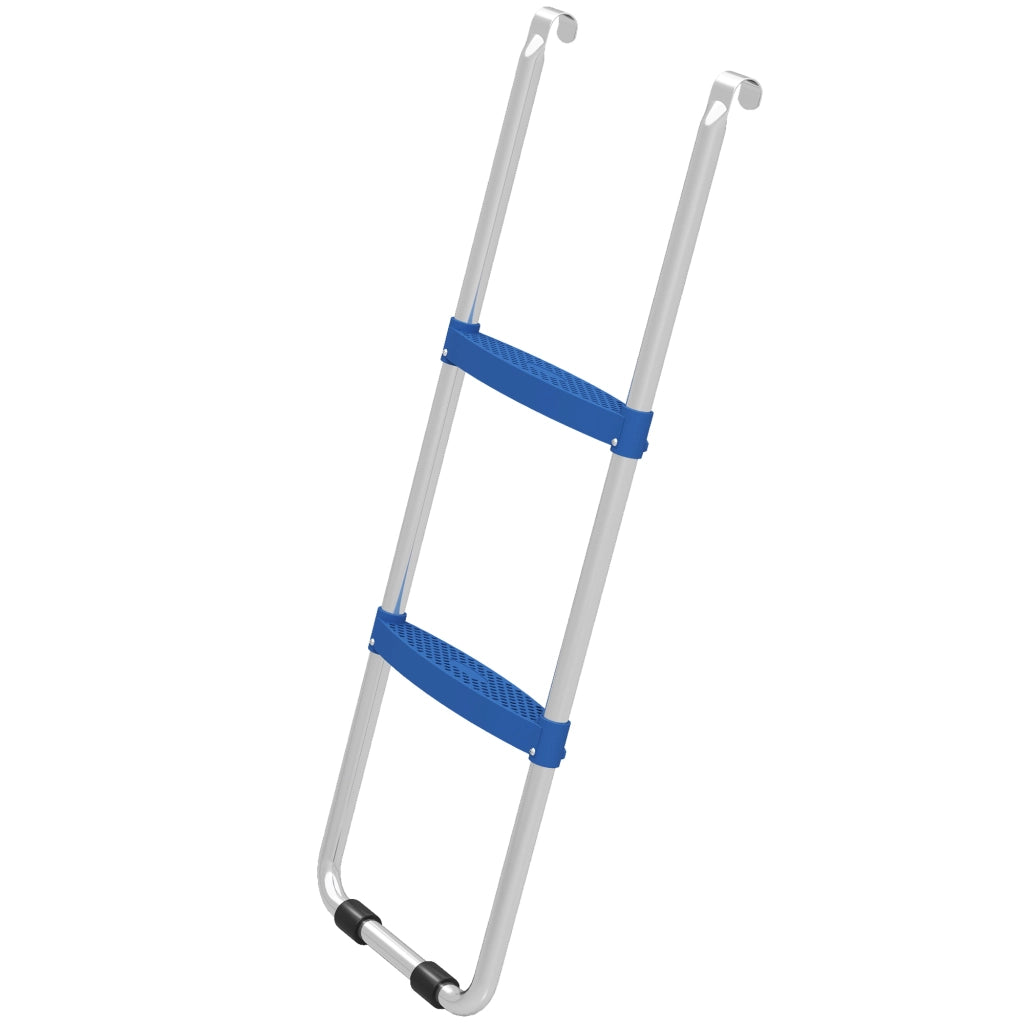 Scala per Trampolino 2 Gradini Larga con Gancio Universale ¨C Minimal ¨C Blu Acciaio Galvanizzato 97x32x7 cm