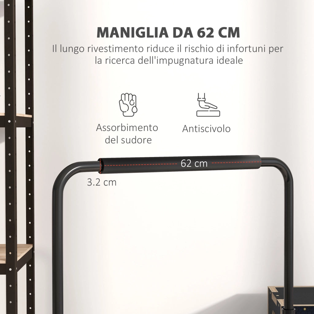 Set Barre per Dip Regolabile ¨C zephmum ¨C 4 Altezze, Acciaio, Nero, 70x50x80-105 cm