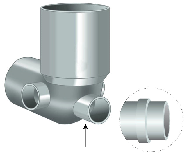 CURVA WC CON 3 ATTACCHI LATERALI AD INNESTO ø100X40X40X40   Idroweb
