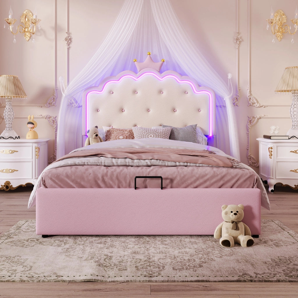 letto imbottito pu rosa 140 x 200 cm