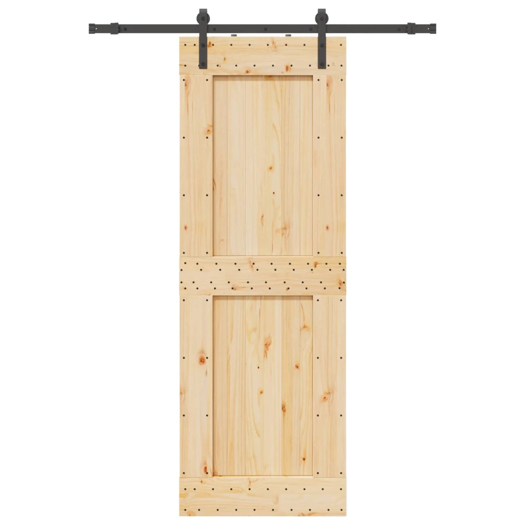 Porta scorrevole NARVIK Naturale e Nero 85 x 210 cm (152,5 cm) 3445301