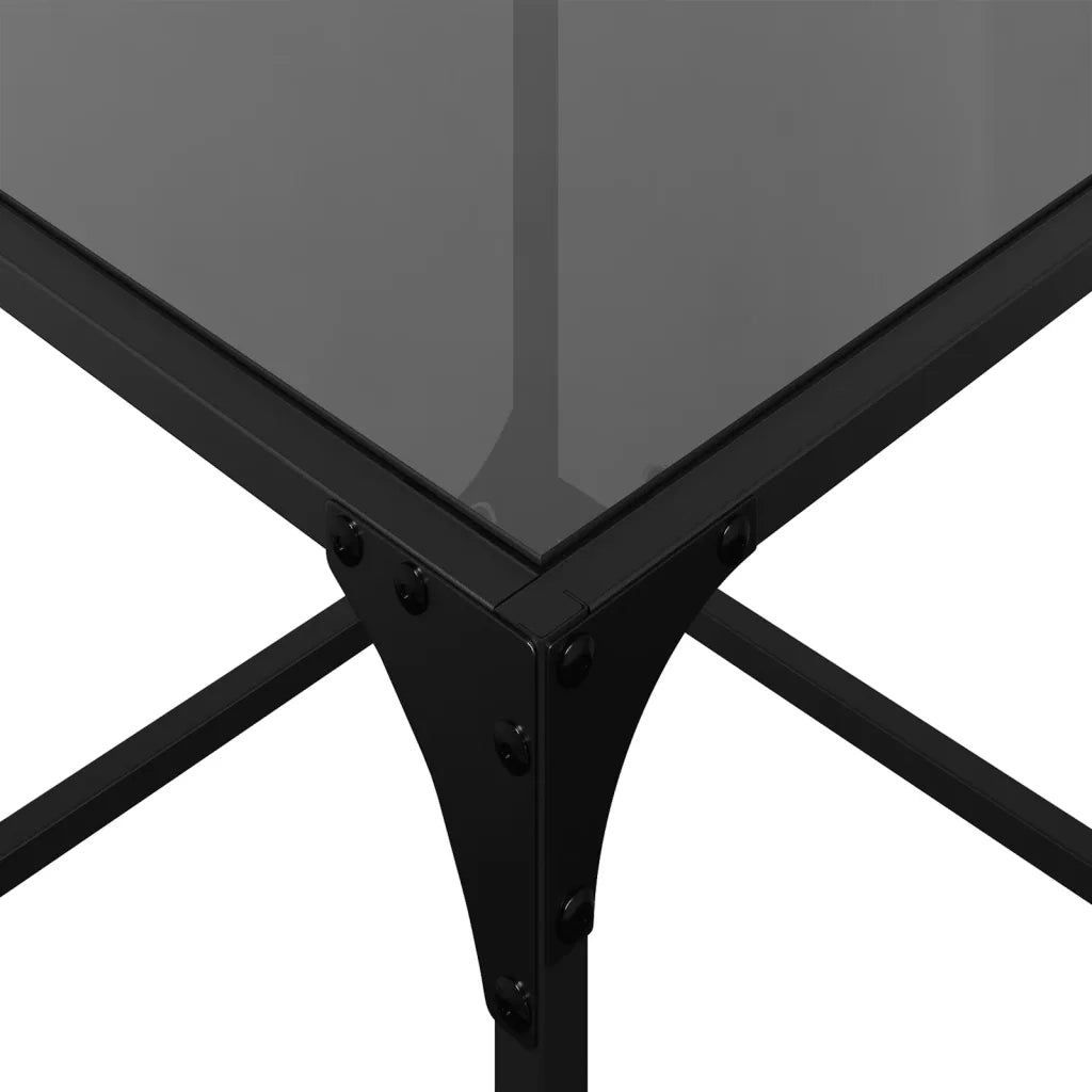 Tavolini da Salotto con Piano Vetro Nero 2pz 40x40x40cm Acciaio 845961