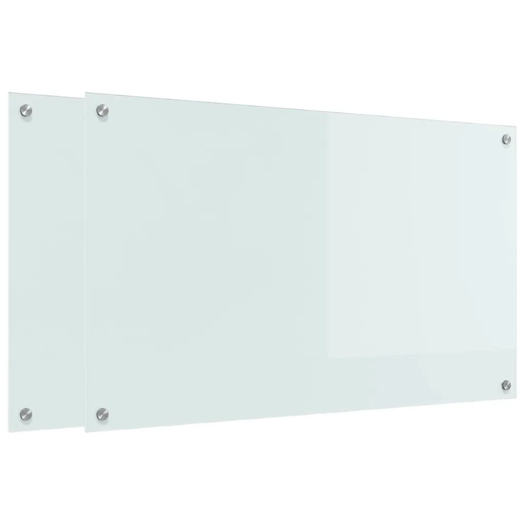 Rivestimento da Cucina 2 pz-Set di 2 Paraschizzi per Cucina Bianco 100 x 60 cm vetro temperato 221691