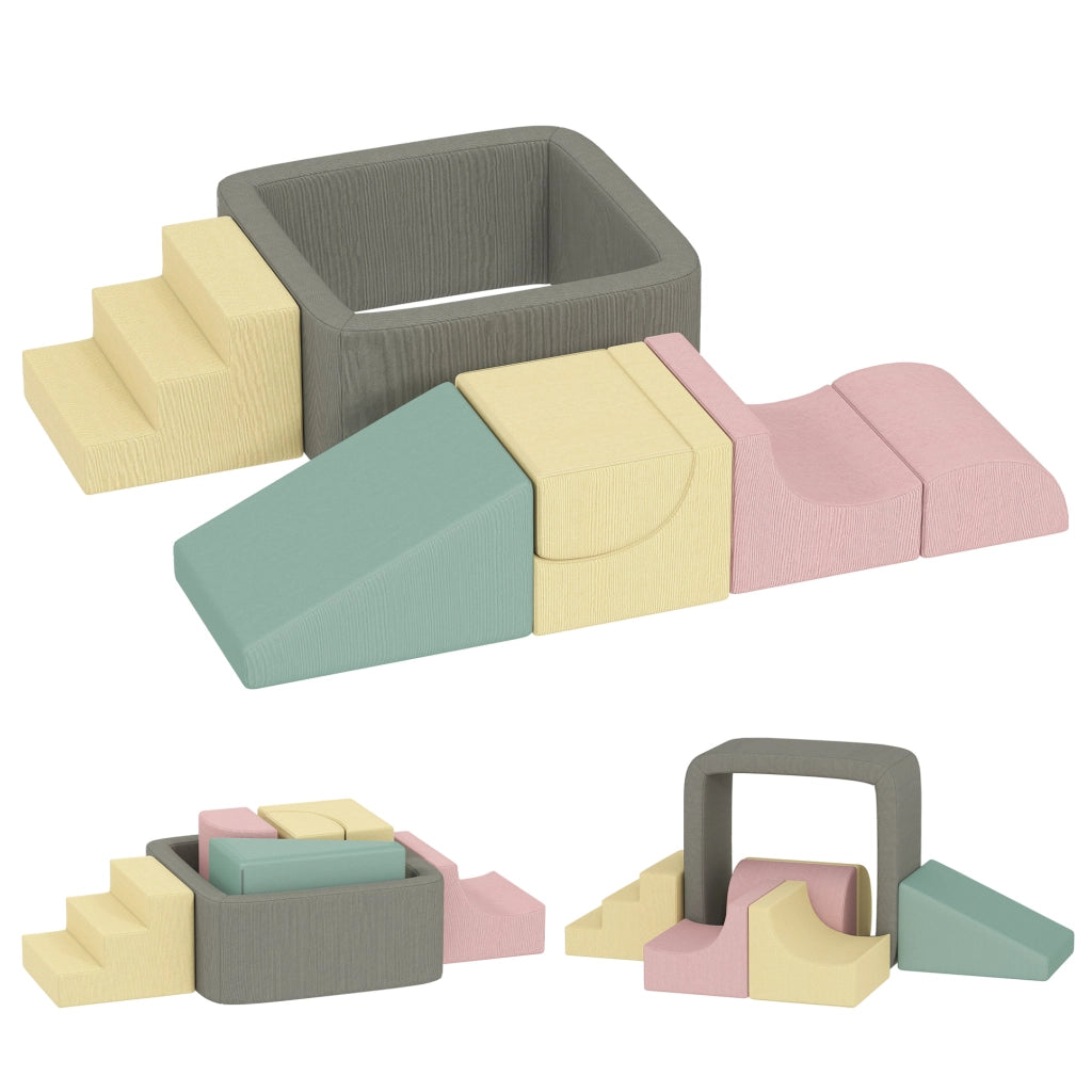 Set 7 Blocchi Schiuma per Bambini ¨C Xylo ¨C Rivestimento Velluto Lavabile Multicolore