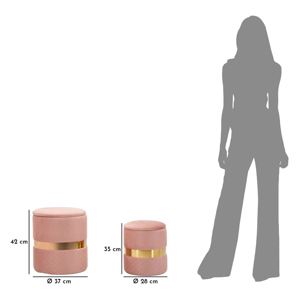 Maun, Pouf Contenitore set da 2, 37x37x42h cm Rosa