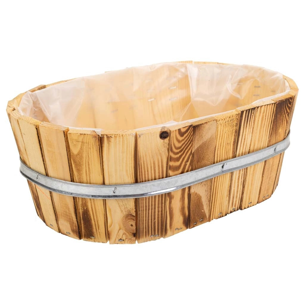 Cesto in legno e corda marrone 33x23x12h