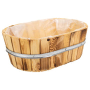 Cesto in legno e corda marrone 33x23x12h