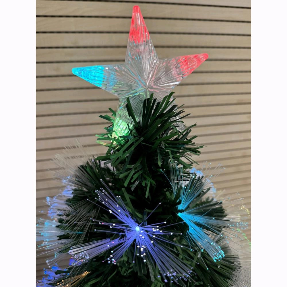 Albero di Natale con Fibre Ottiche Multicolore RGB con Giochi di Luce 150 cm 180 Rami F4955