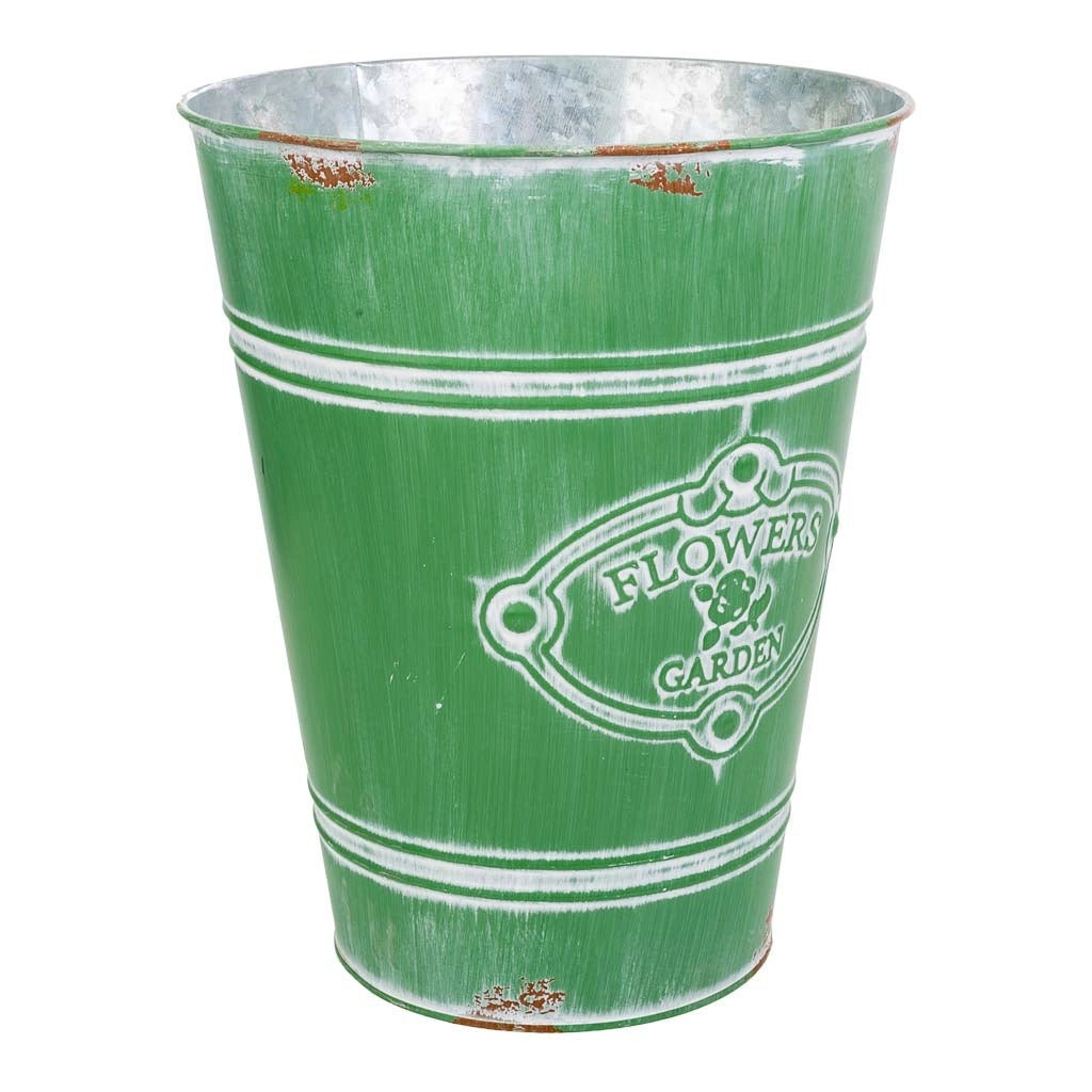 Vaso in metallo verde d20,5x25h b:13
