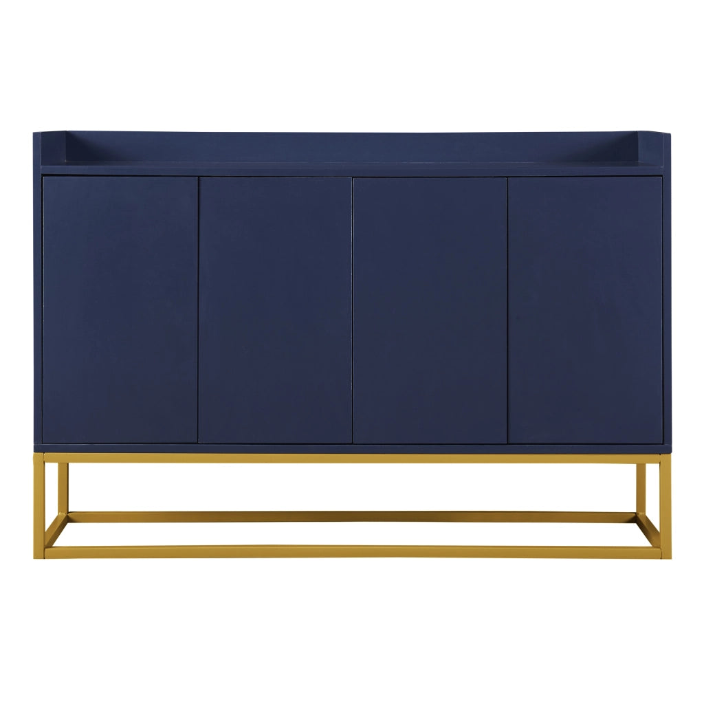 Credenza a 4 ante senza maniglie con ripiani regolabili in truciolare e MDF blu navy 120 × 30 × 80 cm