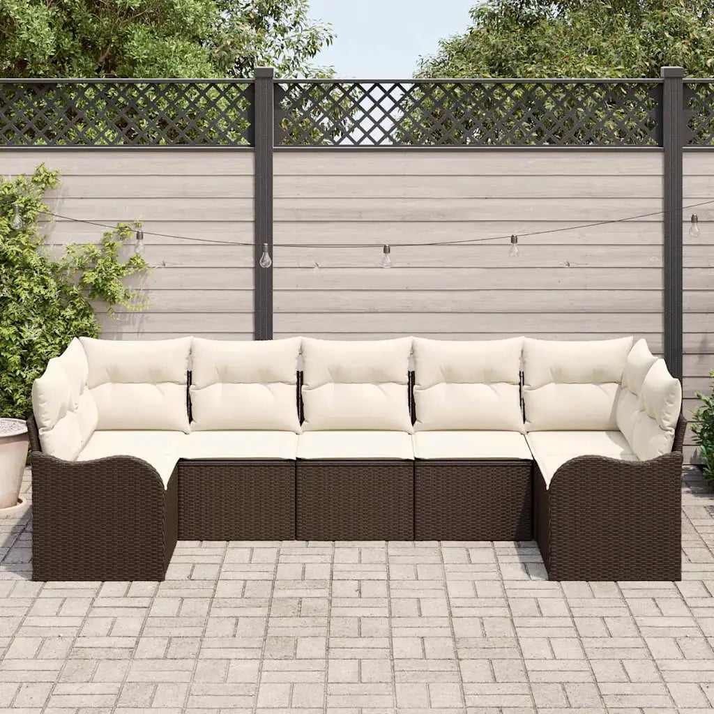 Set Divano da Giardino Marrone polyrattan