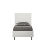 BS COM Letto singolo con rete imbottito 90x190 similpelle bianco