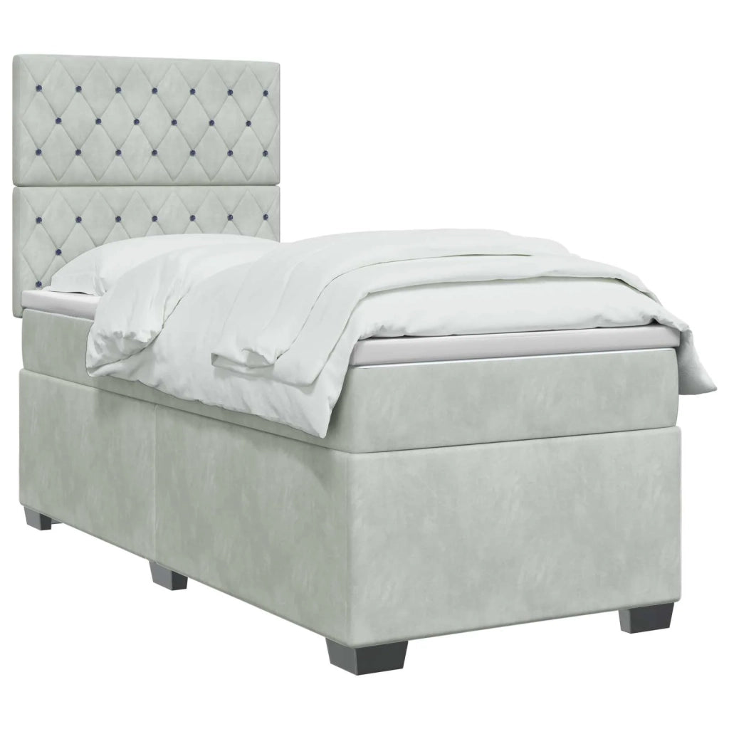 Letto box spring con materasso Blu 90 x 190 cm Velluto 3455010