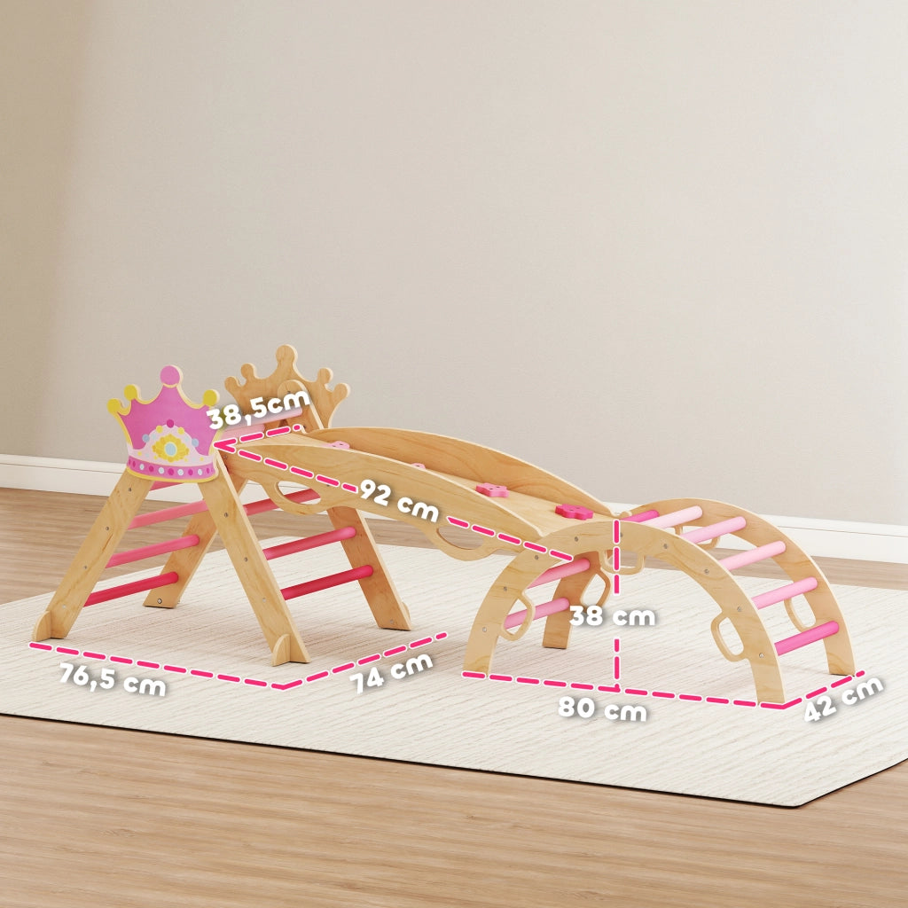 Triangolo di Arrampicata Montessori ¨C Minimal ¨C Legno, Rosa, 8 in 1