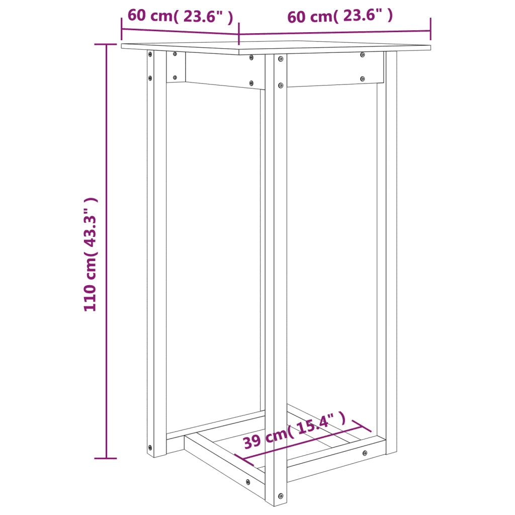 Tavolo da Bar Bianco 60x60x110 cm in Legno Massello di Pino 822178