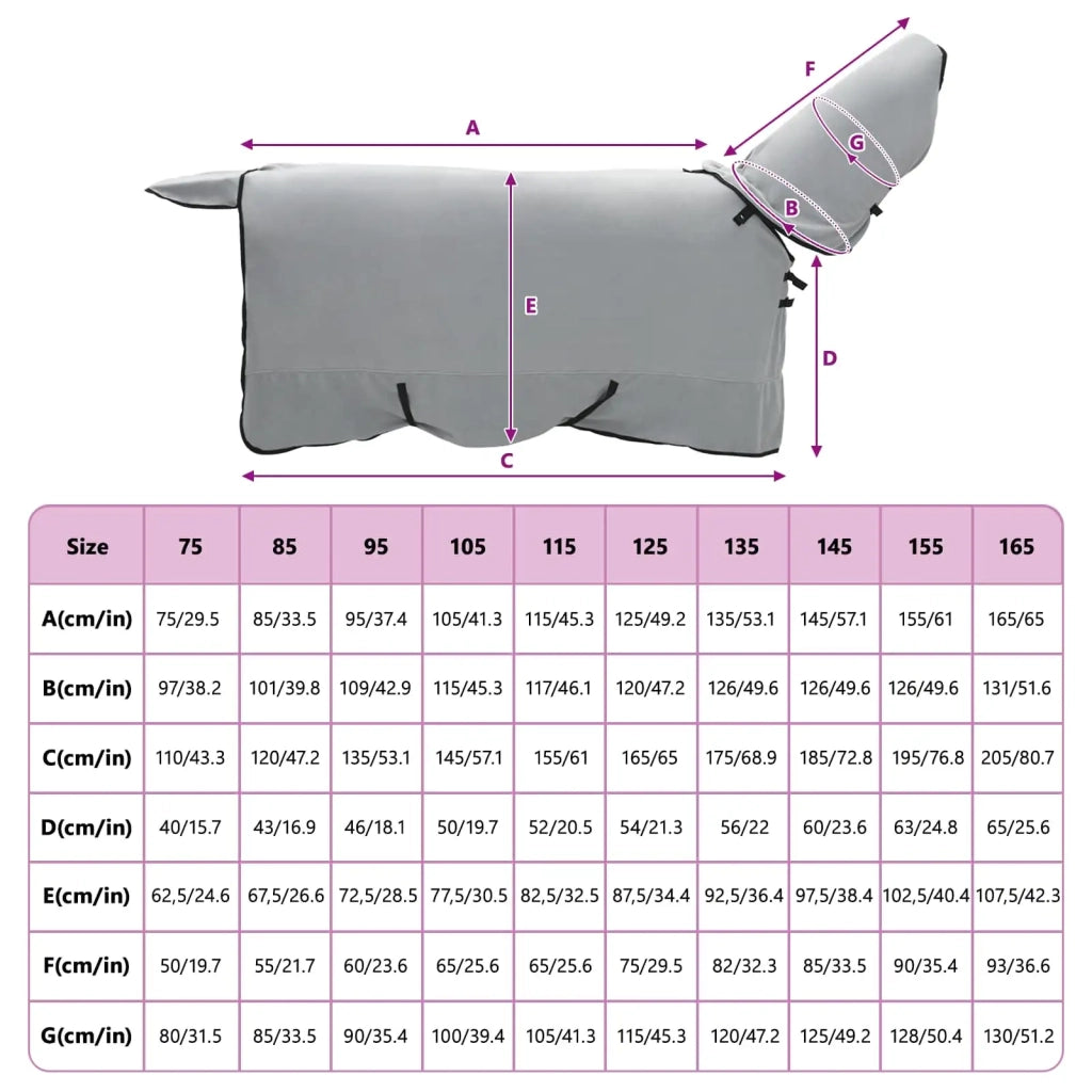 Coperta per Cavalli Grigio chiaro e rosa completo 125 cm CFW2909404
