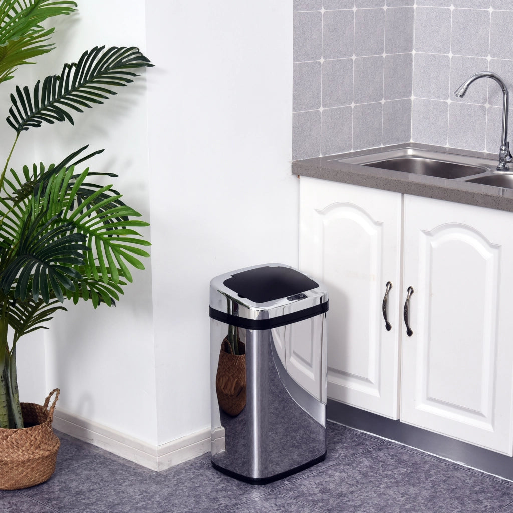 Pattumiera con Sensore a Infrarossi 30L ¨C Xylo ¨C Acciaio Inox e ABS, Argento, 33x25x58 cm