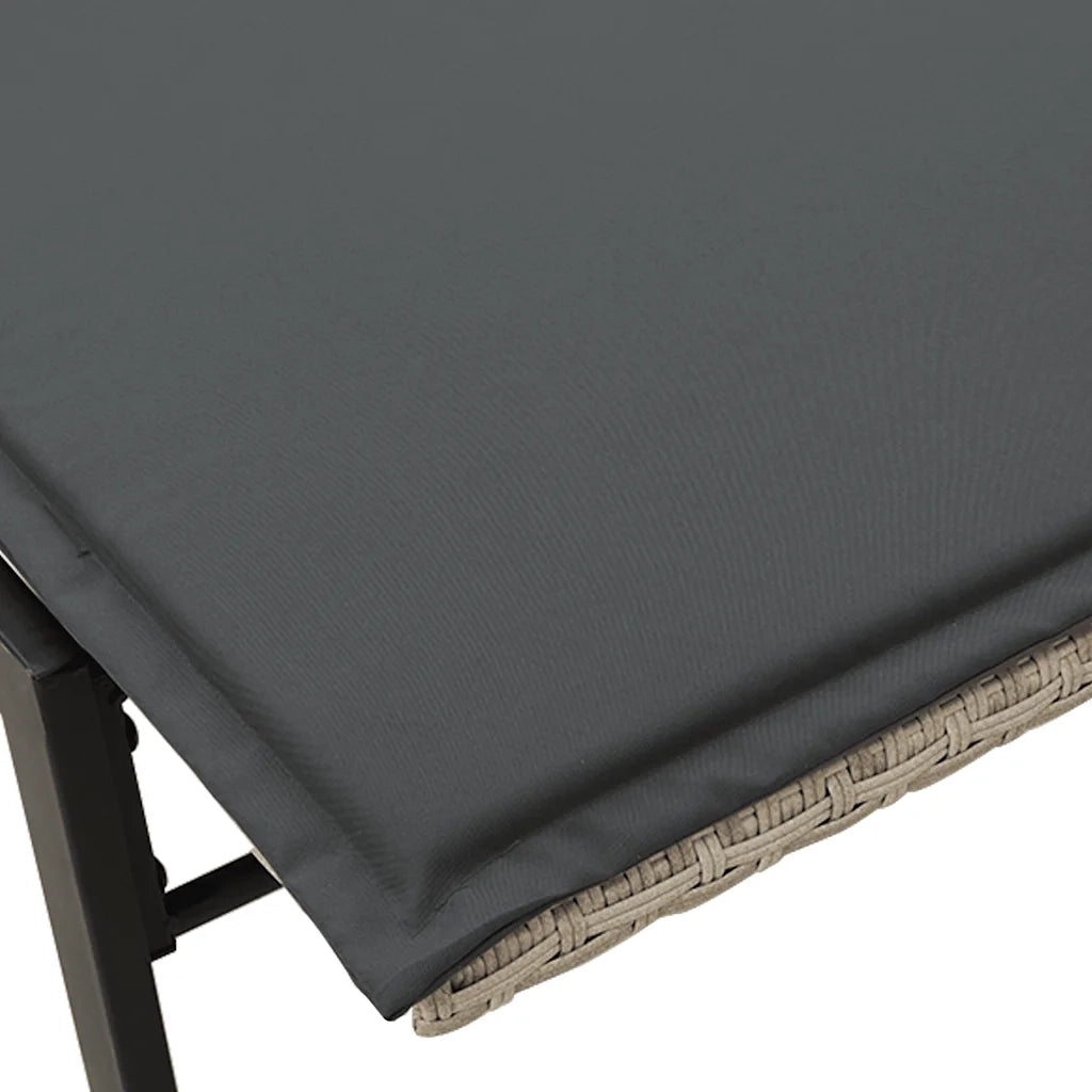 Lettino Prendisole | Sdraio da giardino | Lettino da sole con Cuscino Grigio Chiaro in Polyrattan
