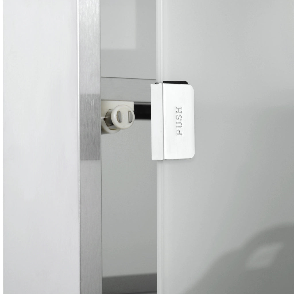 Mobile bagno con anta in vetro satinato; serratura e croce primo soccorso in acciaio inox per bagno; 30×12×60 cm